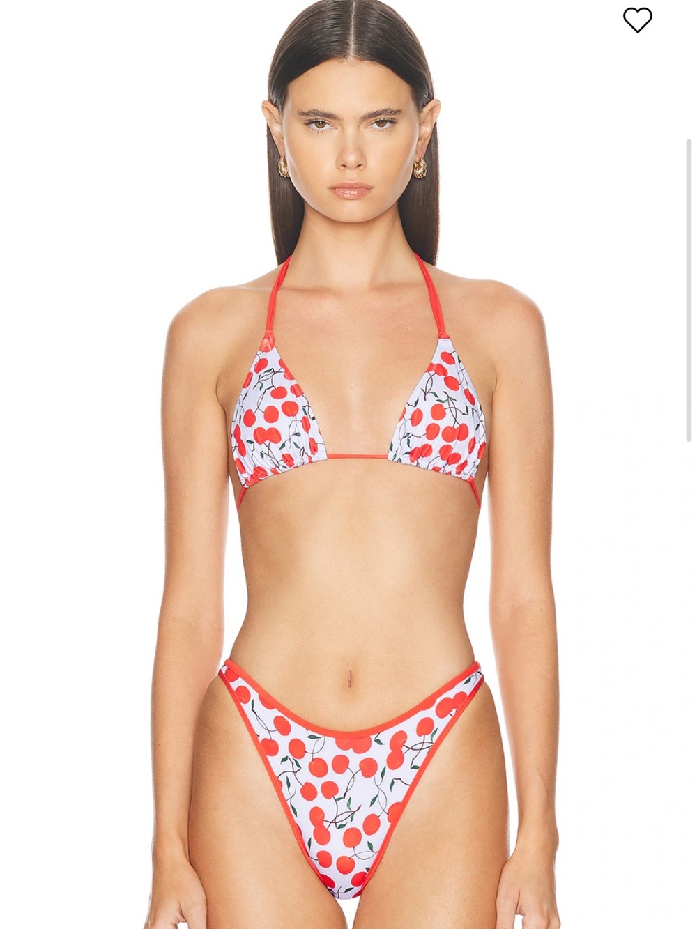 Heavy Manners Cherry-Print Triangle Bikini - Red & White